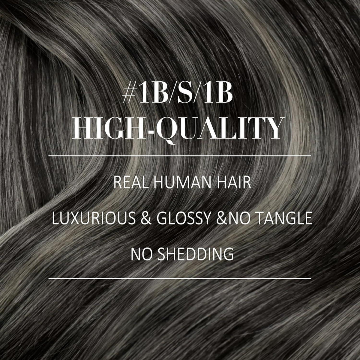 Clip-in Echthaar Extensions Ombre Schwarz Silber 40cm
