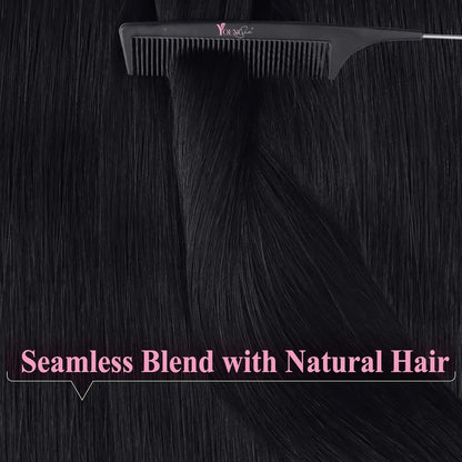 Echthaar Tape Extensions Schwarz 65 cm – Remy Haare
