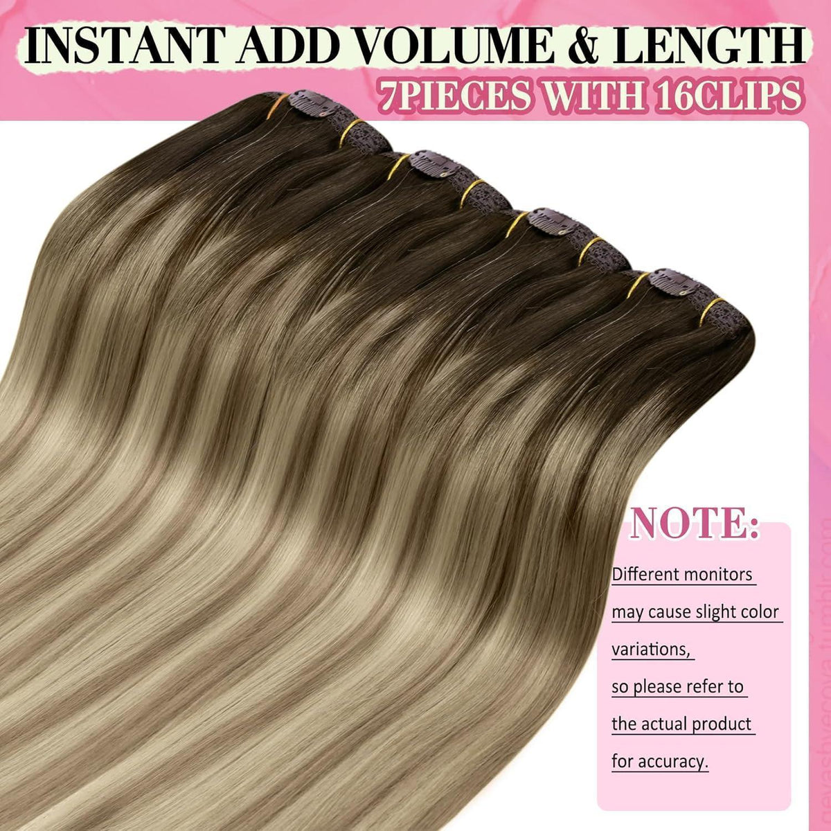 Clip-in Echthaar Extensions Braun Balayage Blond 50cm