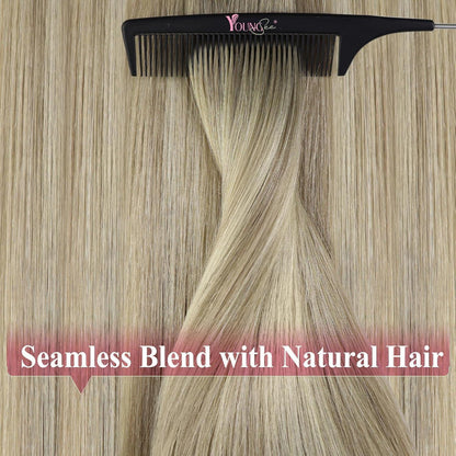 Echthaar Tape Extensions Ombre Blond Platinblond 40cm