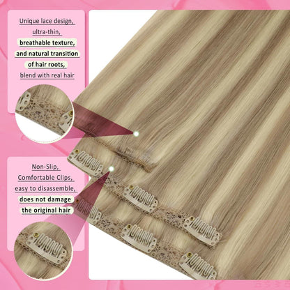 Blond Clip-in Haarverlängerung Echthaar 40cm 120g