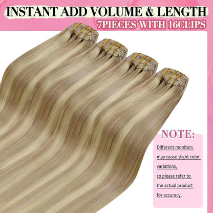 Blond Clip-in Haarverlängerung Echthaar 40cm 120g