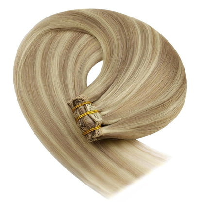 Blond Clip-in Haarverlängerung Echthaar 40cm 120g
