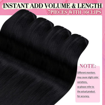 Echthaar Clip-in Extension Schwarz 40cm 120g