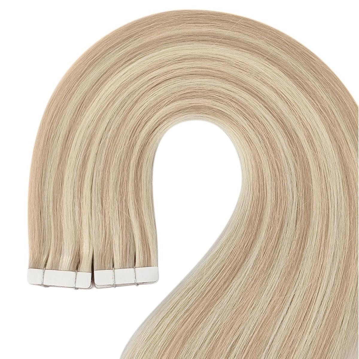 Echthaar Tape Extensions Blond 50cm Aschblond/Platinblond
