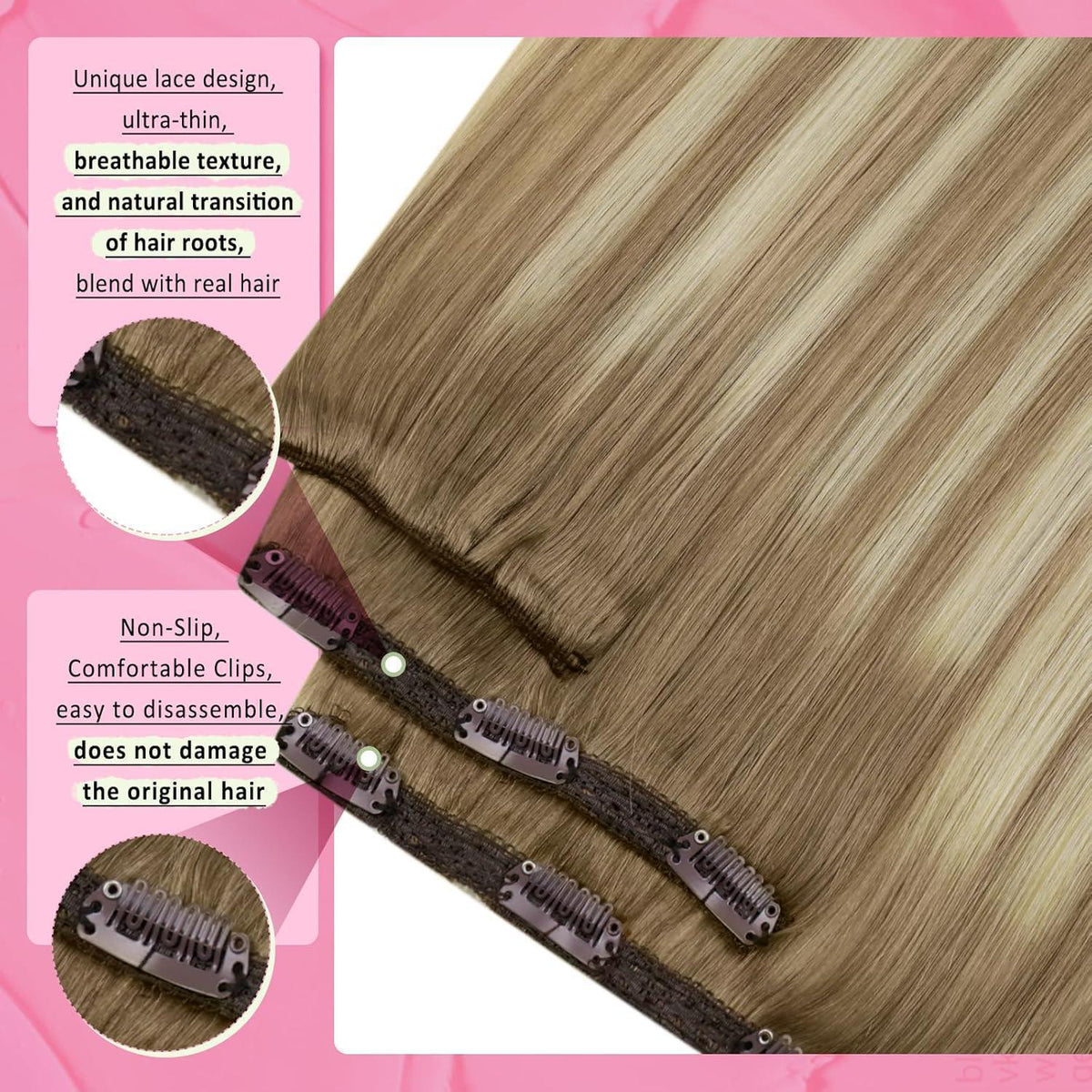 Clip-in Echthaar Extensions Ombre 50cm – Volumenspendend & Vielseitig