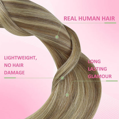 Echthaar Tape Extensions Braun Blond 50cm