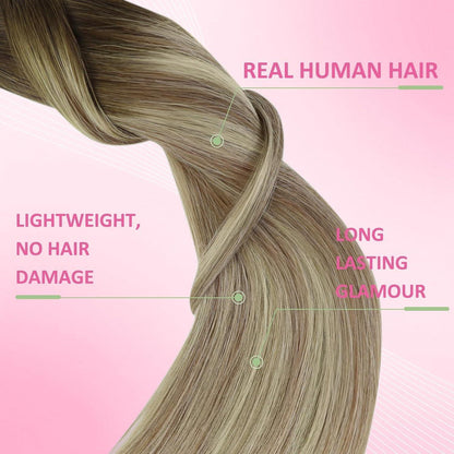 Echthaar Tape Extensions Braun Balayage Blond 35cm