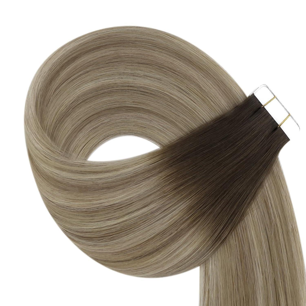 Echthaar Tape Extensions Braun Balayage Blond 35cm
