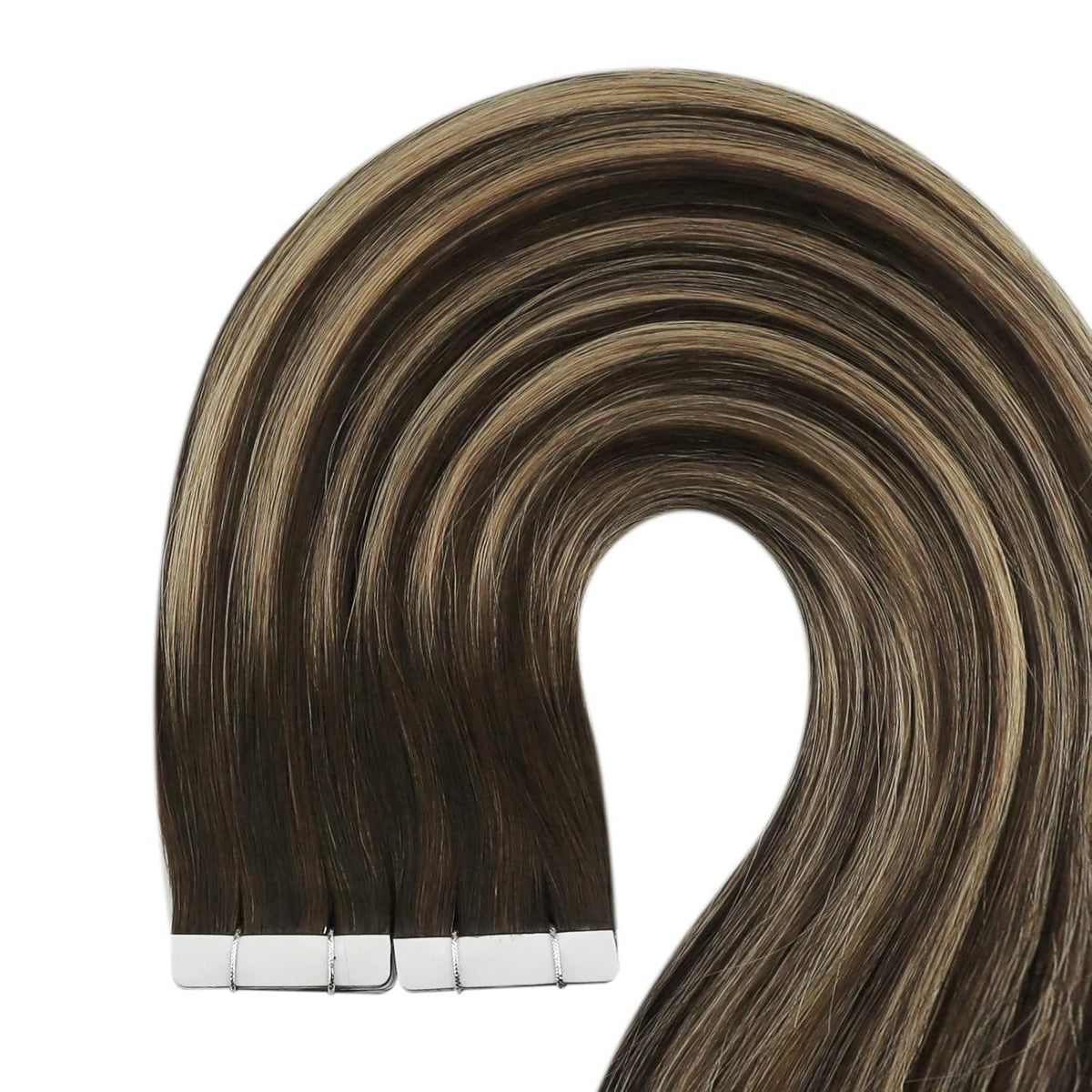 Echthaar Tape-in Extensions Ombre Braun Balayage Blond 40cm
