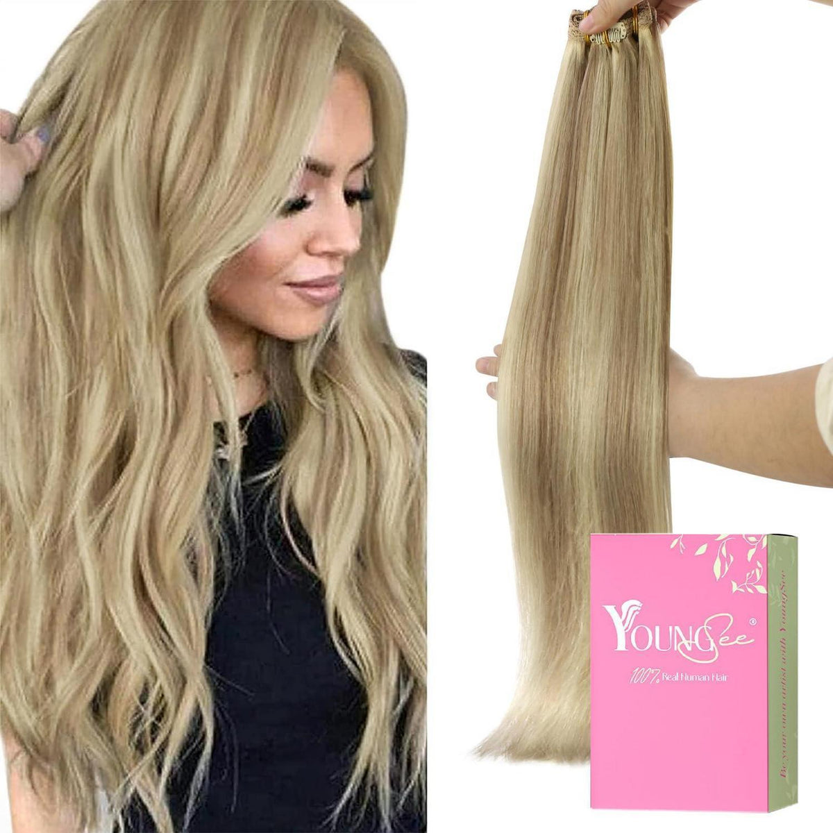 Clip-in Echthaar Extensions Blond 35cm – Volumenspendend & Stylingfähig
