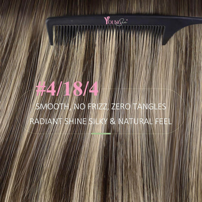 Echthaar Tape-In Extensions Ombre Dunkelbraun Blond 40cm