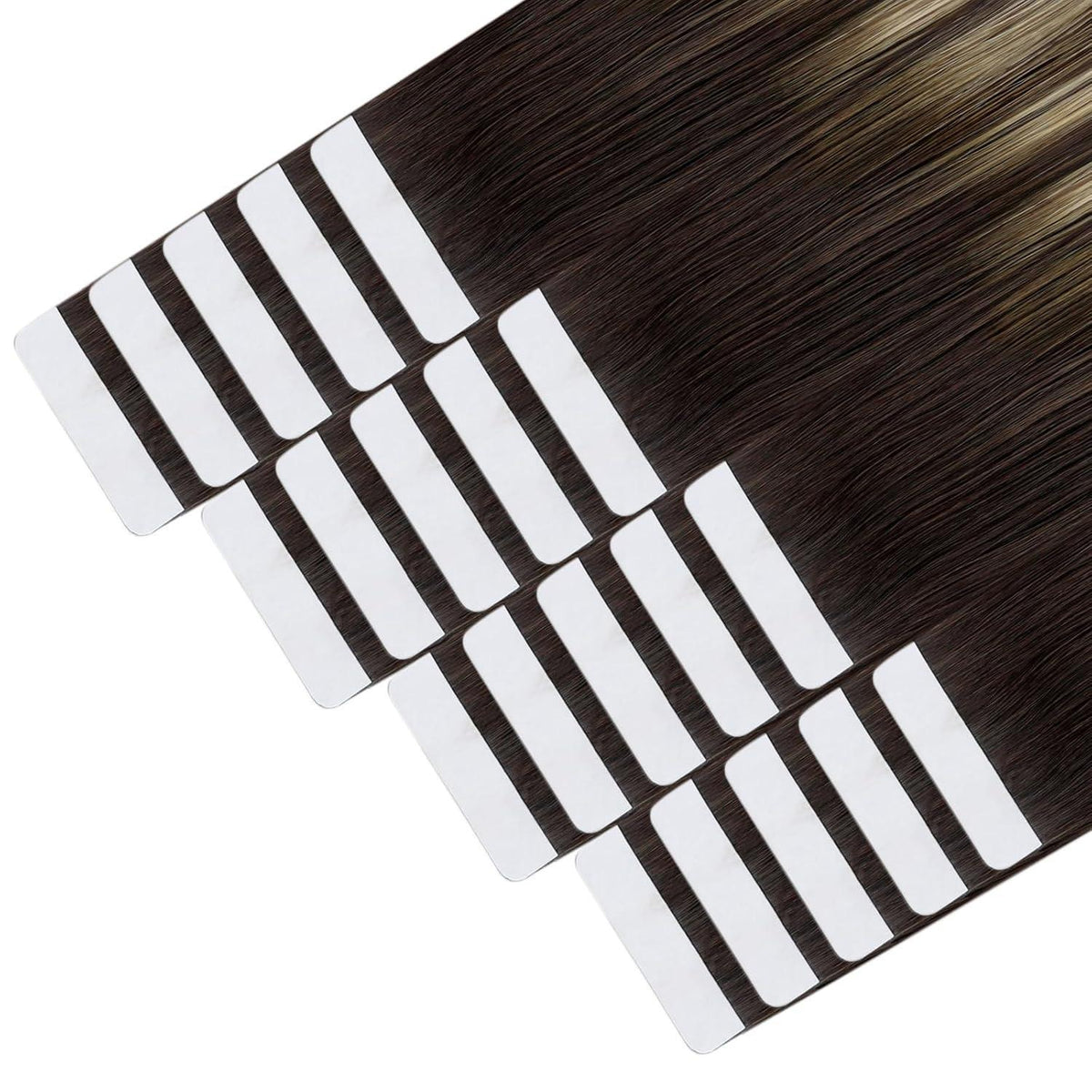 Echthaar Tape-In Extensions Ombre Dunkelbraun Blond 40cm