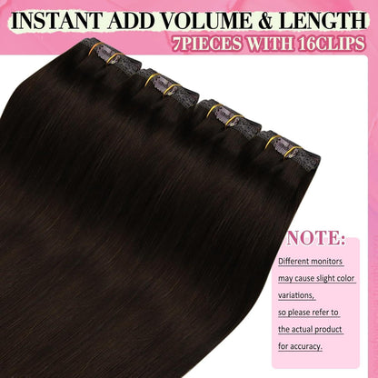 Clip-in Echthaarverlängerung Braun 35cm – Remy Haar 120g