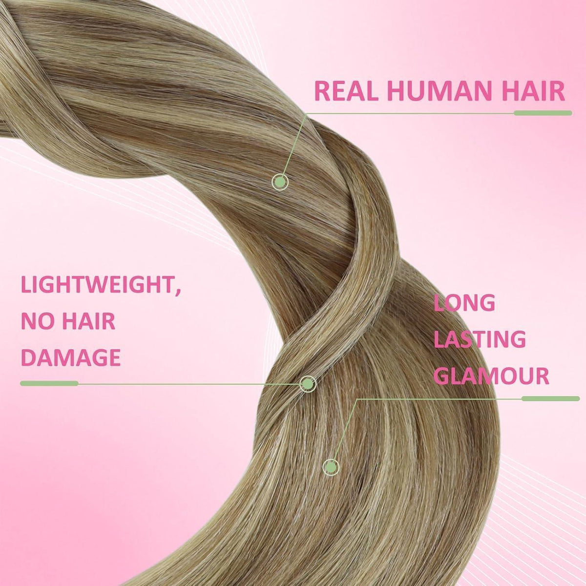 Echthaar Tape Extensions Hellbraun 45cm - Haarverlängerung