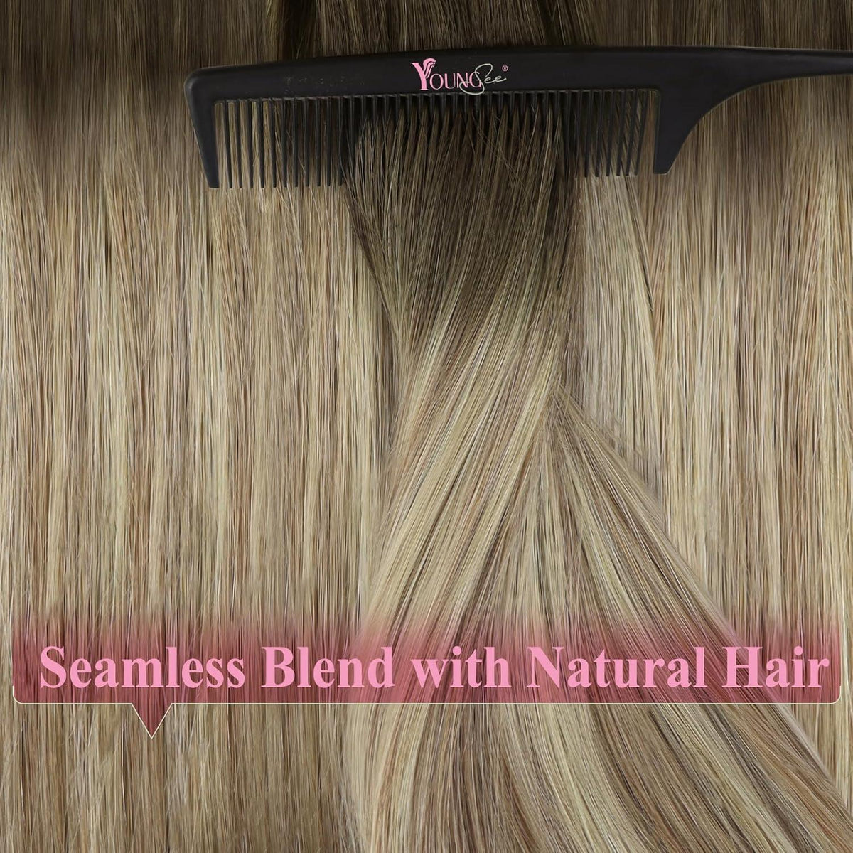 Echthaar Tape Extensions Balayage Braun Blond 40cm