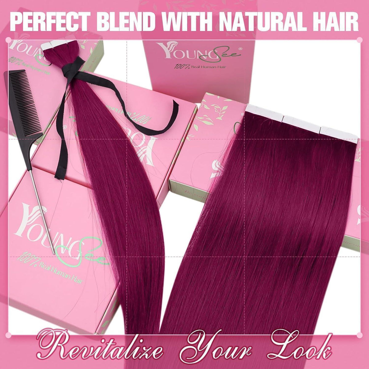 Magenta Tape Extensions Echthaar 40cm - 25g Remy
