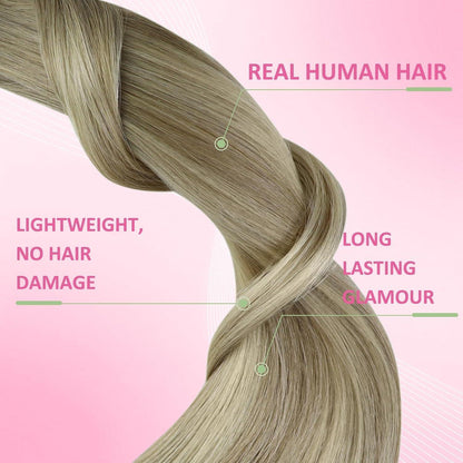 Echthaar Tape Extensions Blond Aschblond Ombre 30cm