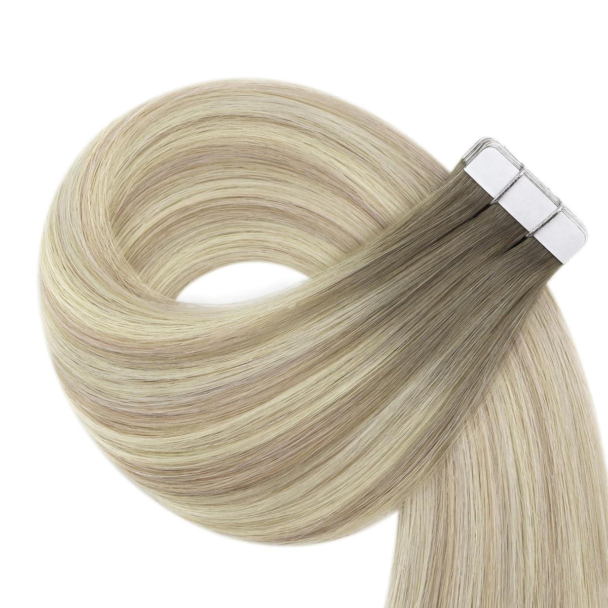 Echthaar Tape Extensions Blond Aschblond Ombre 30cm