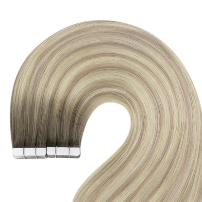 Echthaar Tape Extensions Blond Aschblond Ombre 30cm