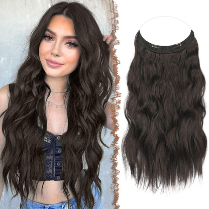 Haarverlängerung gewellt, 40cm, Natürliches Schwarz