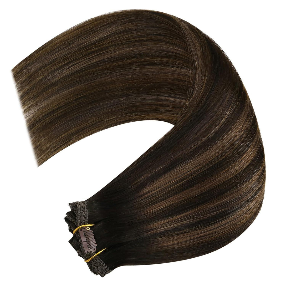 Clip-in Echthaar Extensions Ombre Braun 35cm 120g