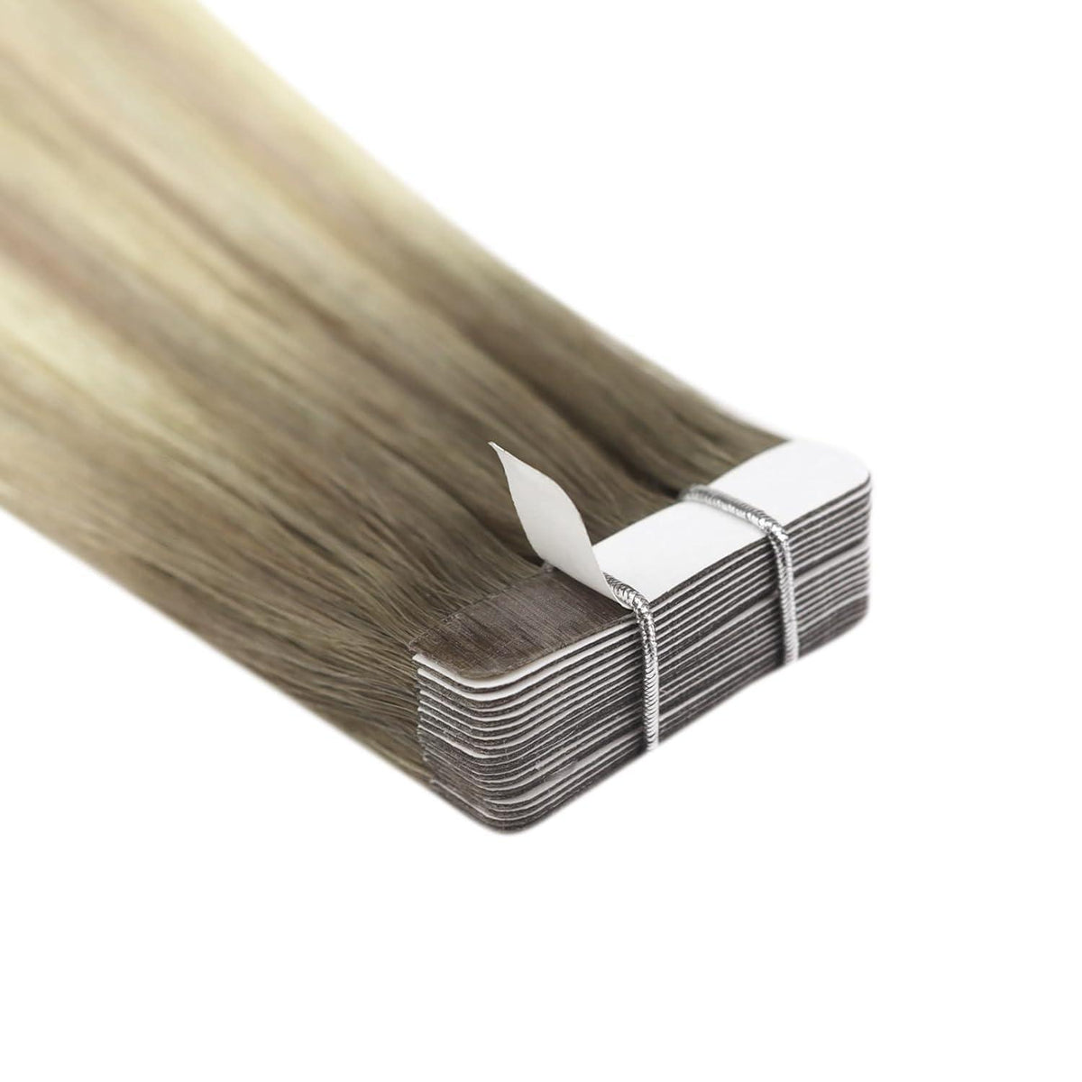 Echthaar Tape Extensions Ombre Aschblond Platinblond 35cm