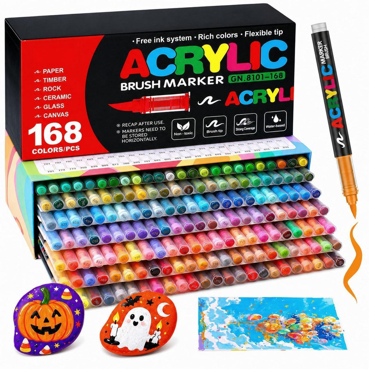 168 Acrylstifte Set Wasserfest für Stein, Holz & Co.