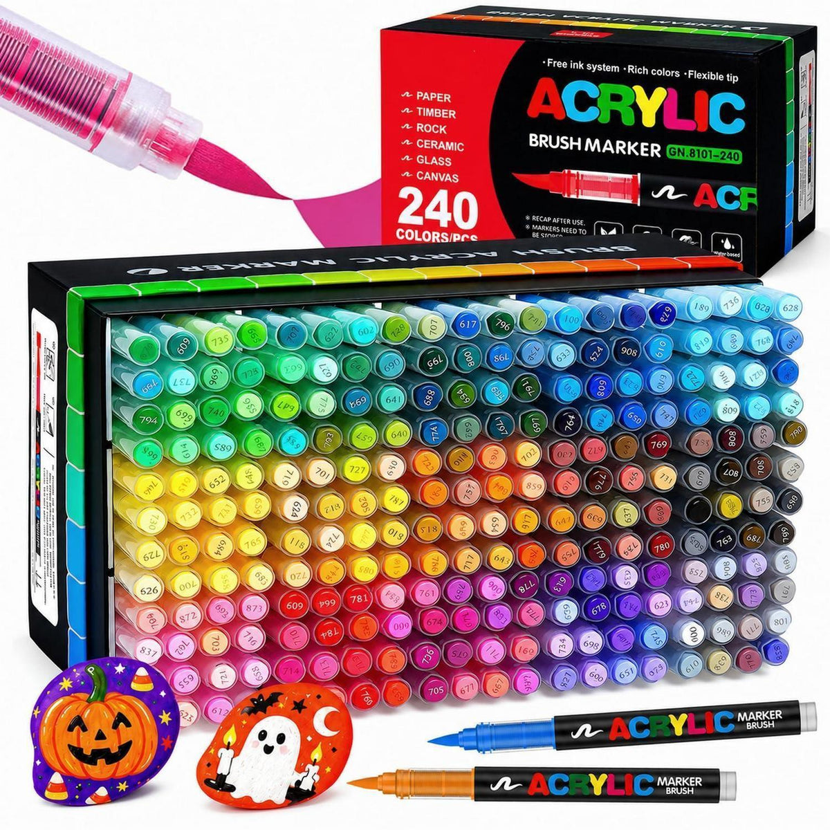 240 Acrylstifte Set Wasserfest für Stein, Holz & Co.