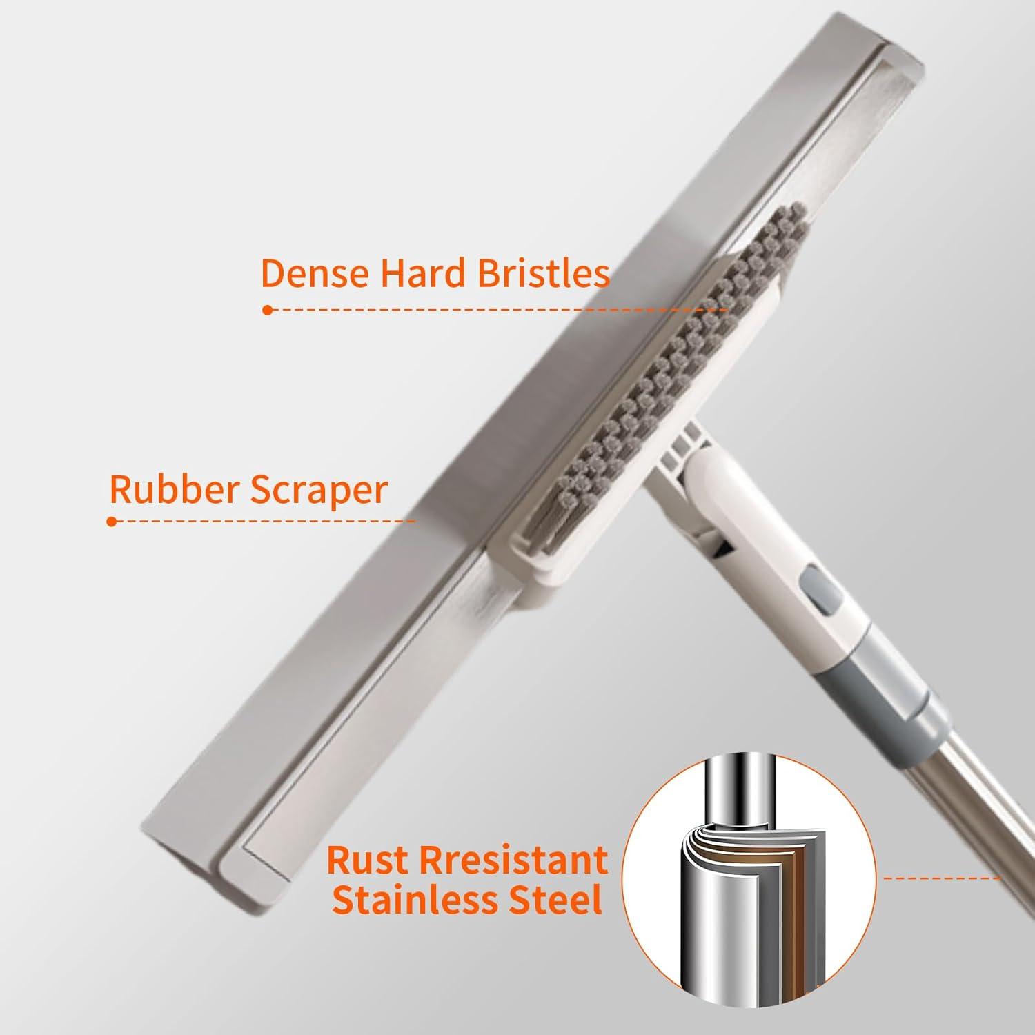 Duschabzieher 38CM Edelstahl Bürste Haken Dusche Fensterabzieher 124CM Stiel Wasserschieber