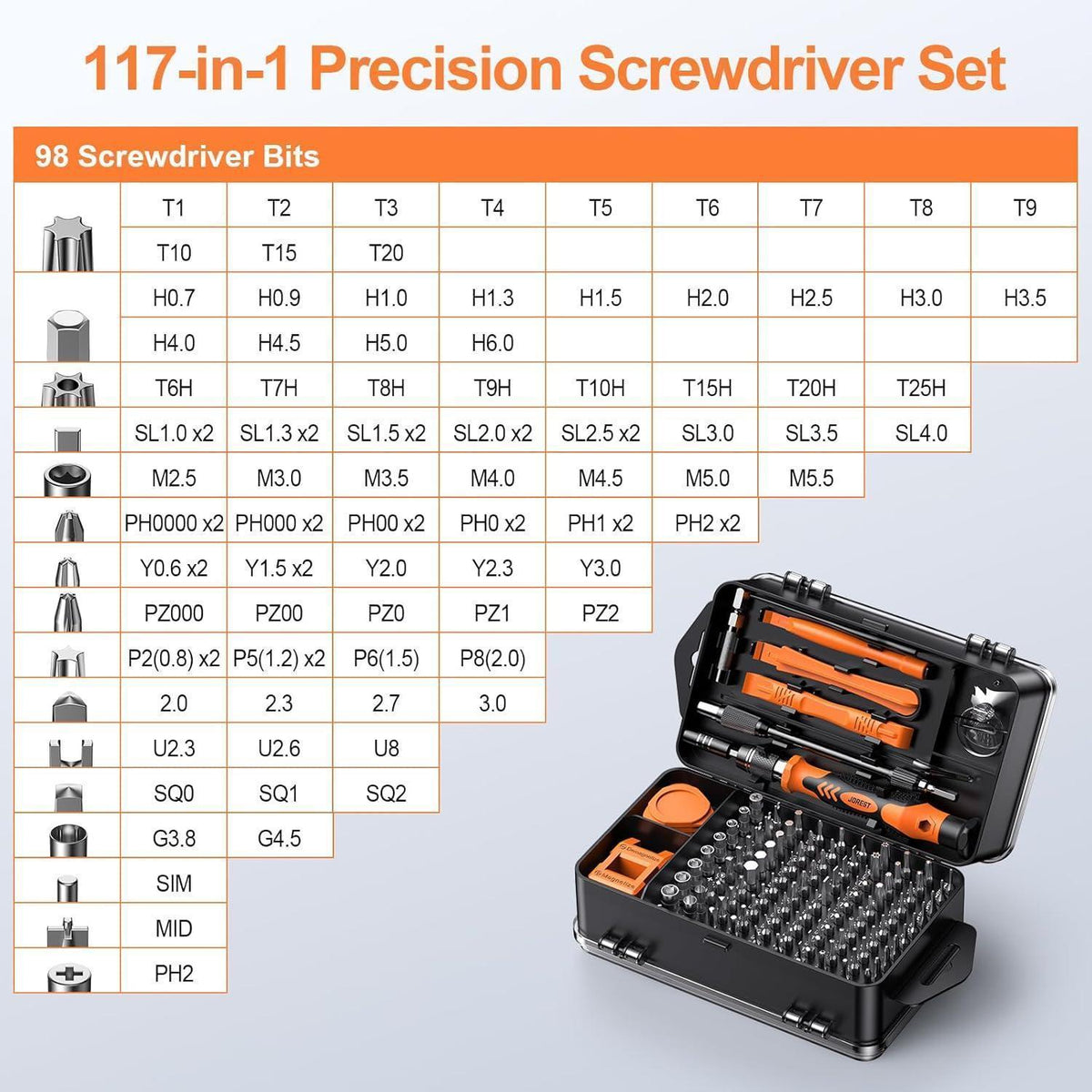 Präzisions-Schraubendreher Set 117-teilig mit Torx & Triwing Bits