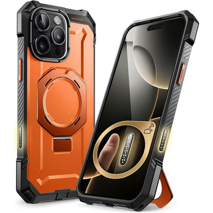 iPhone 16 Pro Hülle mit Ständer, MagSafe, robust, Magma