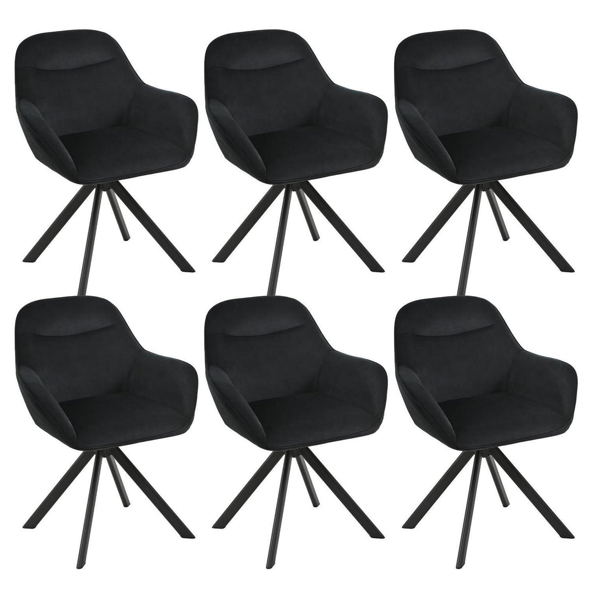 Drehbarer Esszimmerstuhl Set Schwarz – Samt, Armlehne & 360°