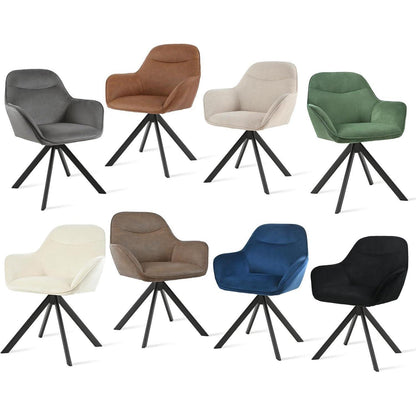 Drehstuhl Esszimmer 4er Set Schwarz mit Armlehne