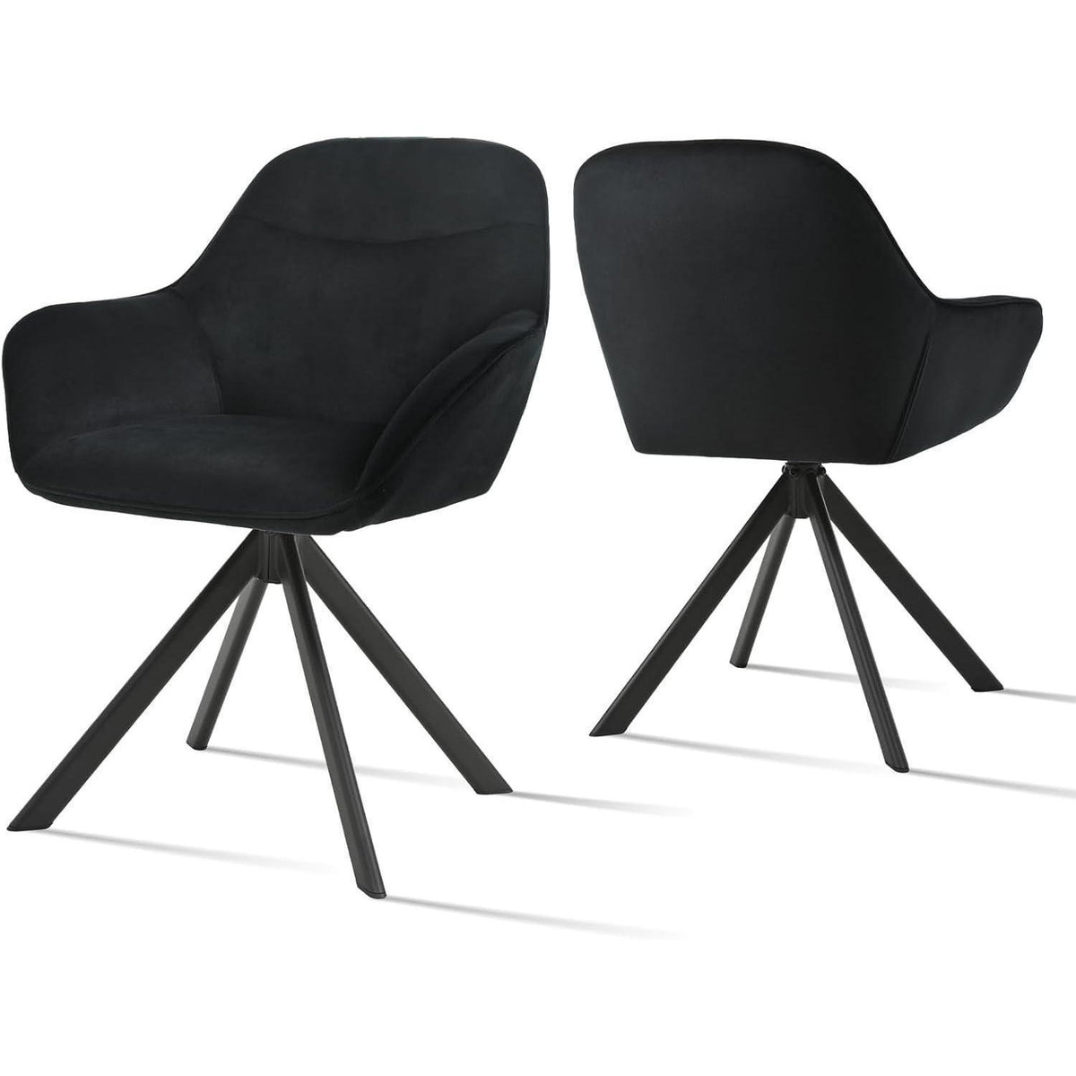 Drehstuhl Esszimmer 4er Set Schwarz mit Armlehne