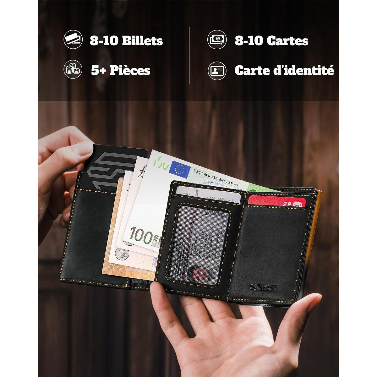 Slim Wallet mit Münzfach und RFID-Schutz | SchwarzGelb