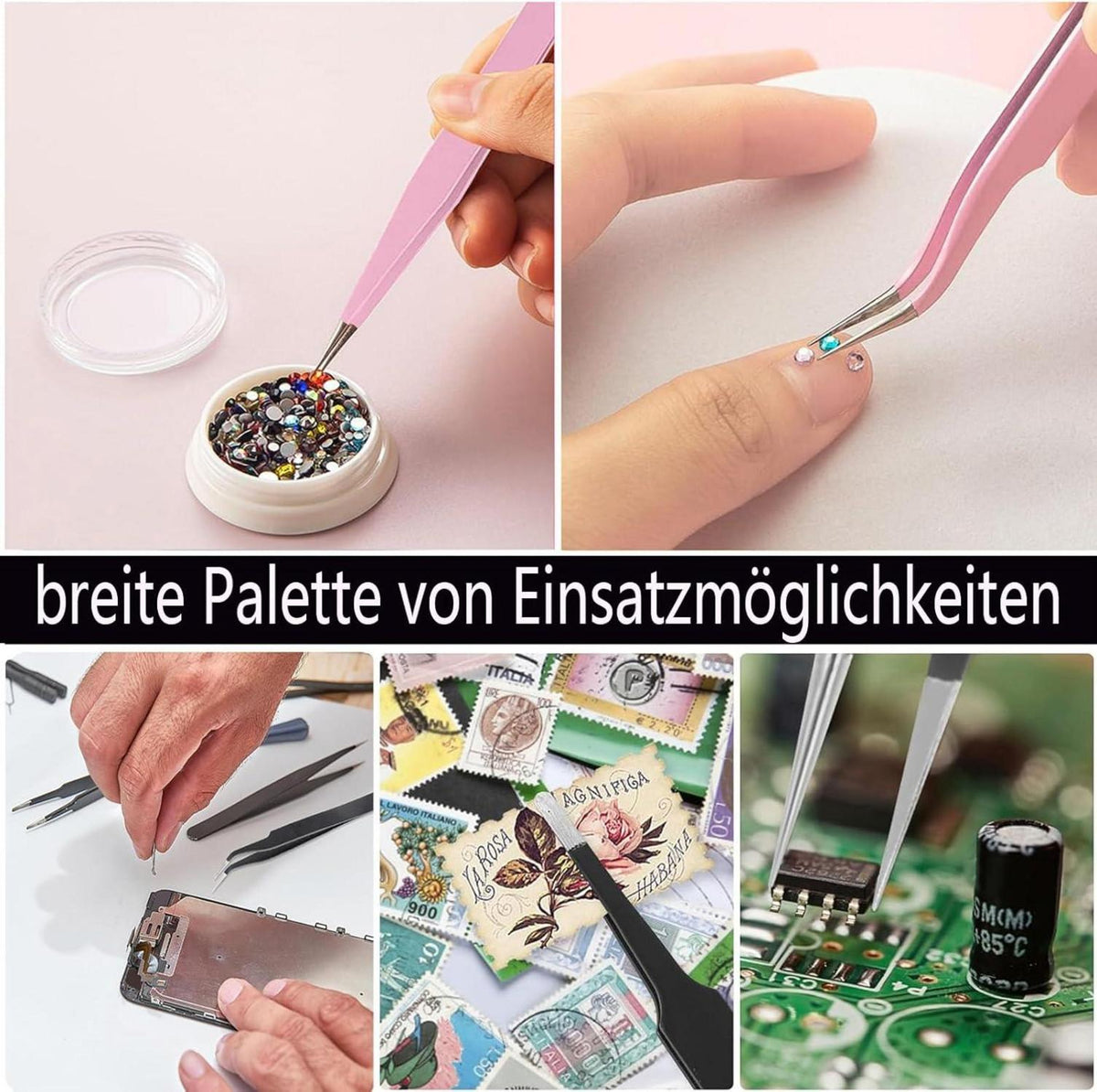 5er Set Präzisions Pinzetten aus rostfreiem Stahl 12cm für Wasserhaustiere