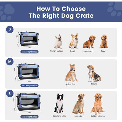 Faltbare Hundebox mit Tragegriffen & Decke – Blau, 76x53x53cm