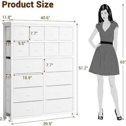 Kommode mit 16 Stoffschubladen – Rosa Schlafzimmer Organizer