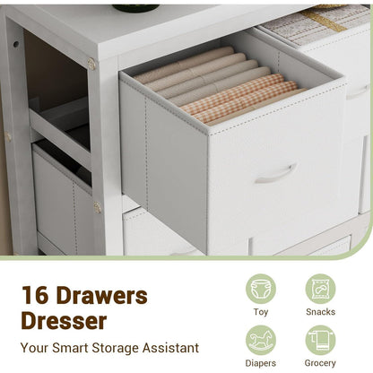 Kommode mit 16 Stoffschubladen – Rosa Schlafzimmer Organizer