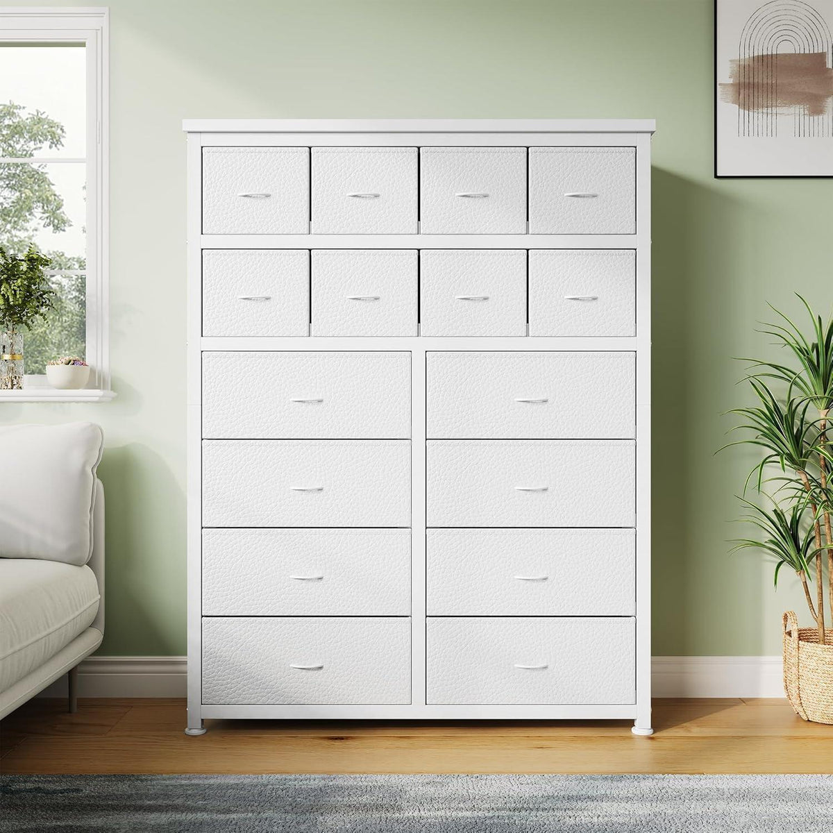 Kommode mit 16 Stoffschubladen – Rosa Schlafzimmer Organizer