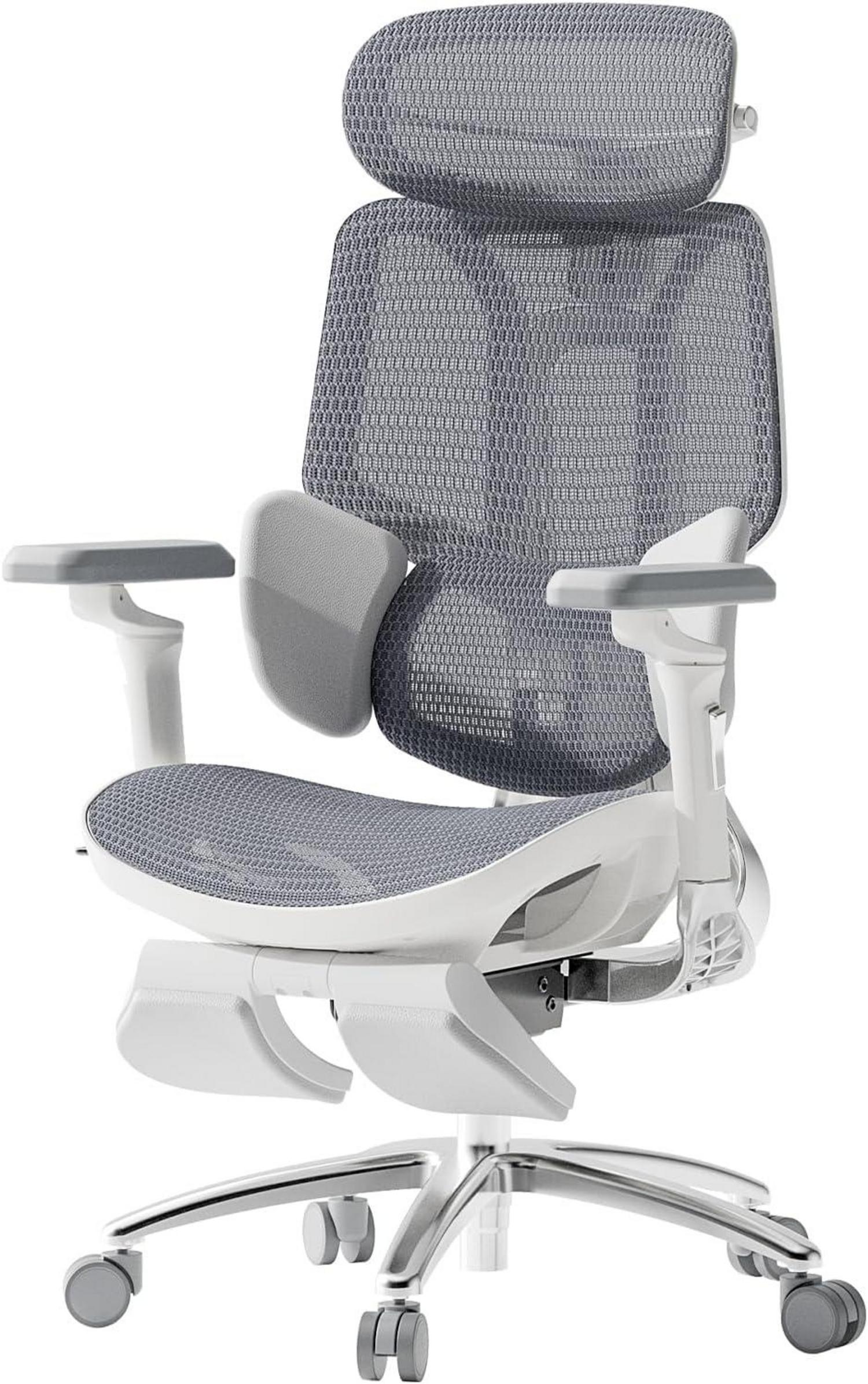 Ergonomischer Bürostuhl mit 3-Zonen-Lendenwirbelstütze & 4D-Kopfstütze