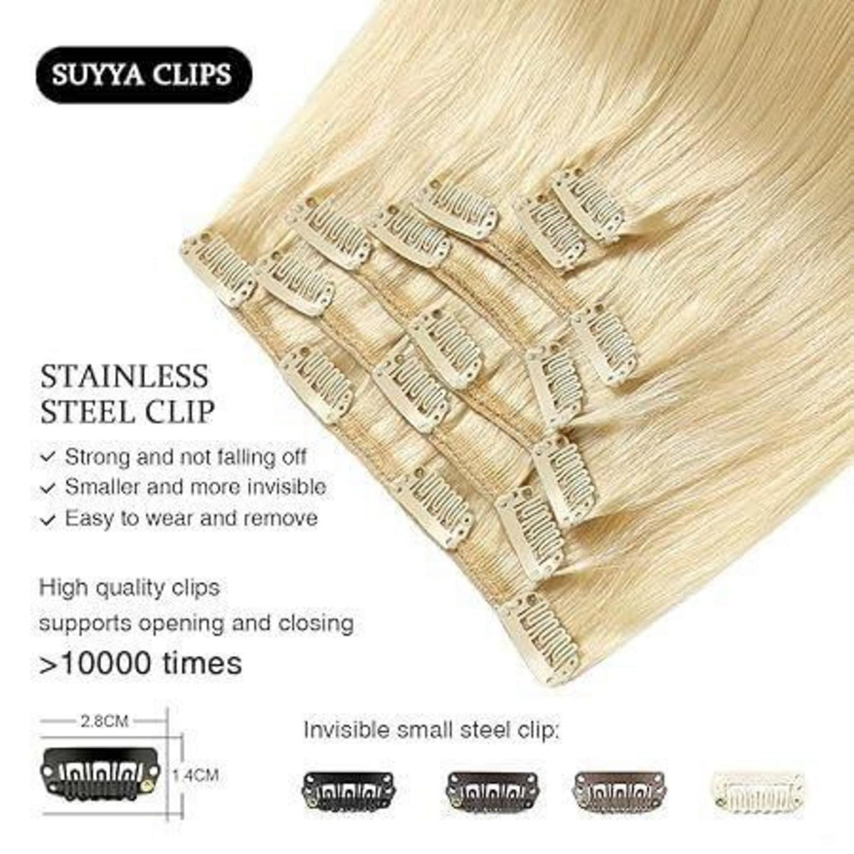 Echthaar Clip-In Extensions Gerade #613 Bleichblond 22 Zoll
