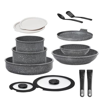 14-teiliges Kochgeschirr-Set Induktion, Antihaft & Stapelbar