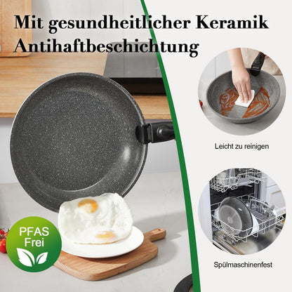 14-teiliges Kochgeschirr-Set Induktion, Antihaft & Stapelbar