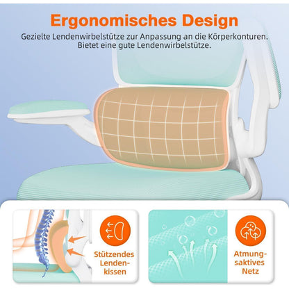 Ergonomischer Bürostuhl mit Klapparmlehnen, Lendenstütze