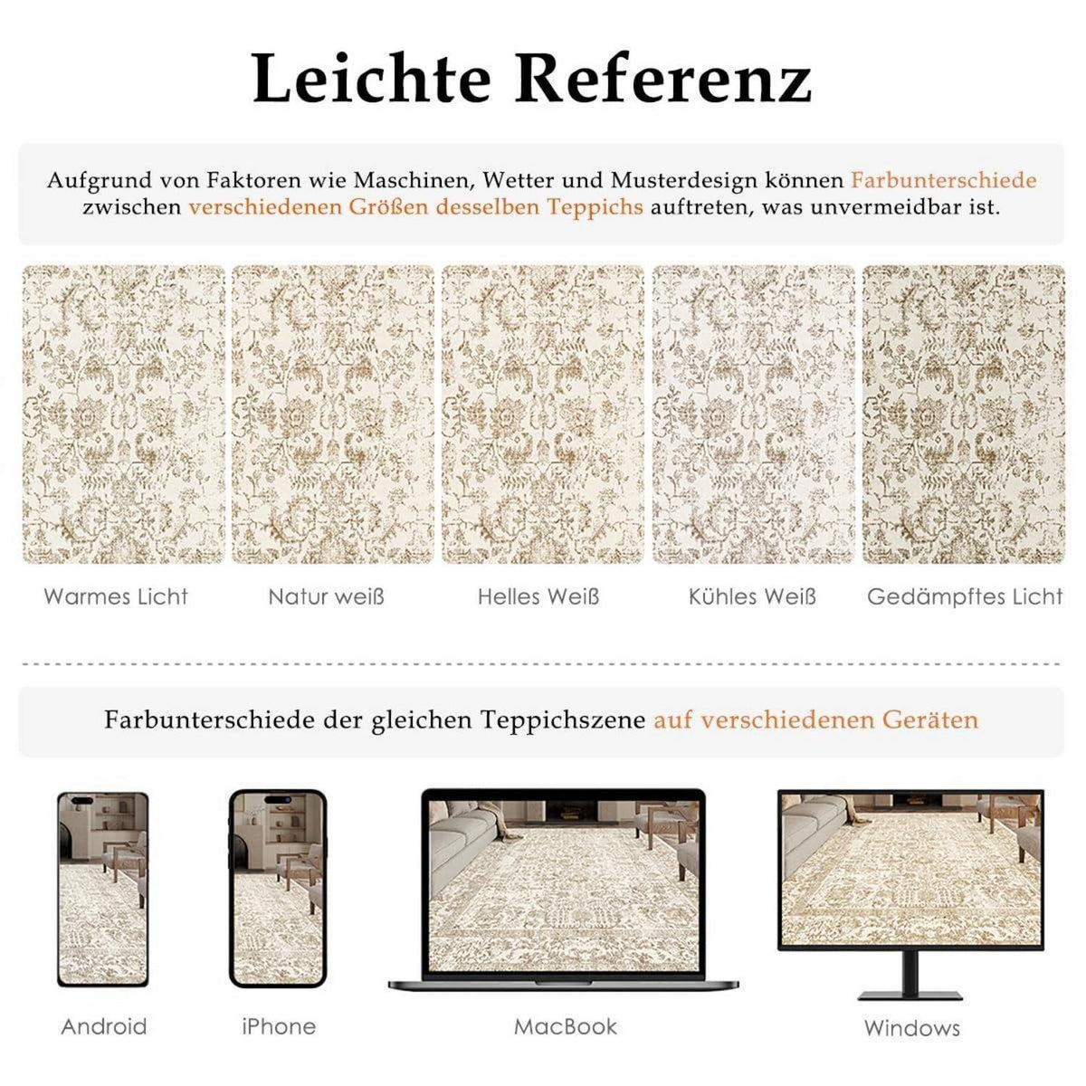Vintage Teppich Hellbraun 180x270cm Waschbar Wohnzimmer Teppich