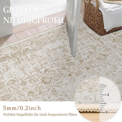 Vintage Teppich Hellbraun 180x270cm Waschbar Wohnzimmer Teppich