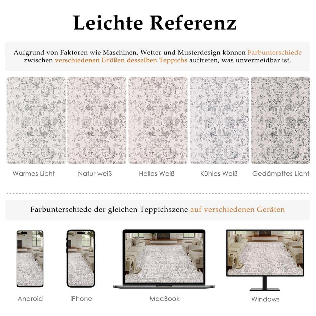 Vintage Grau Teppich 200x300cm Waschbar Wohnzimmer Teppich
