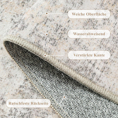 Beiger Grau Teppich Wohnzimmer 180x270cm Waschbar & Rutschfest